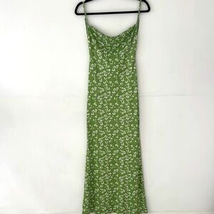 Green floral slip dress